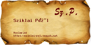 Sziklai Pál névjegykártya